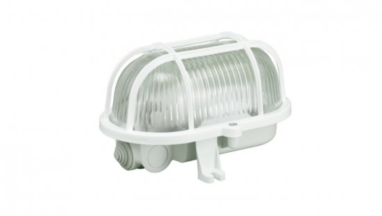 Oprawa kanałowa OWAL 60W E27 z siatką plastikową IP44 biała D.3151