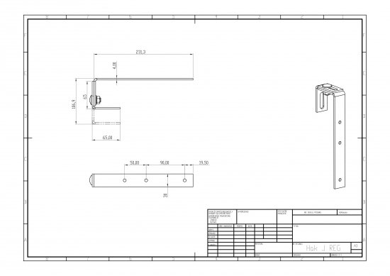 Uchwyt J: 230x30x4mm regulowany Typ:1