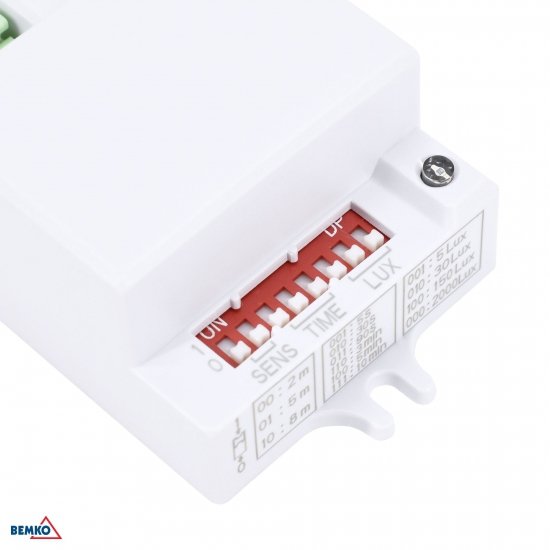 CZUJNIK MIKROFALOWY 500W 360* IP20 PROSTOKĄTNY BIAŁY DIP-SWITCH