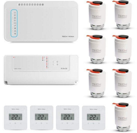 TECH STEROWNIKI Zestaw sterowania strefowego ogrzewaniem podłogowym przewodowy