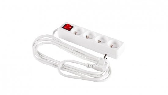 Przedłużacz z wyłącznikiem 4-gniazda z/u 1,5m /H05VV-F 3G1/ biały PM-ZW-4G-15