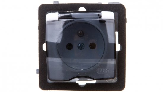 KARO Gniazdo bryzgoszczelne z/u IP44 klapka przezroczysta białe GPH-1SZ/m/00/d
