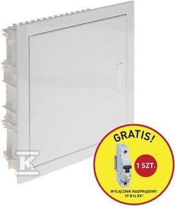 Rozdzielnica podtynkowa RWN z drzwiczkami metalowymi i listwą N+PE 1x12 modułowa - promocja B16 gratis 602431P