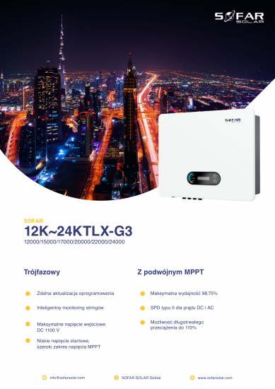 SOFAR 20KTL-X-G3 Trzy fazowy 2xMPPT