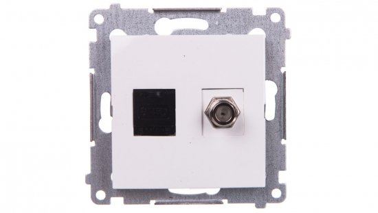 Simon 54 Gniazdo antenowe i komputerowe typu F   RJ45 kat.6 białe DASFRJ45.01/11