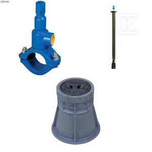 Nawiertka DN110x50 do rur PVC/PE, PN10, do wody, GJL + obudowa teleskopowa + skrzynka PEHD ZESTAW DLW392