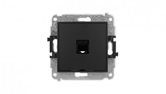 ICON Mechanizm gniazda komputerowego pojedynczego 1xRJ45, kat. 5e, 8-stykowy, bez pola opisowego czarny mat 12IGKBO-1