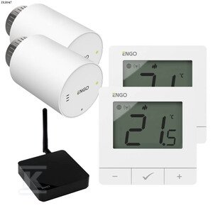 Głowica elektroniczna ENGO ETRV-M30 (2szt) w zestawie z regulatorem ENGO E25-230W (2szt) oraz bramką internetową ZigBee EGATE-PRO (1szt) DLR947