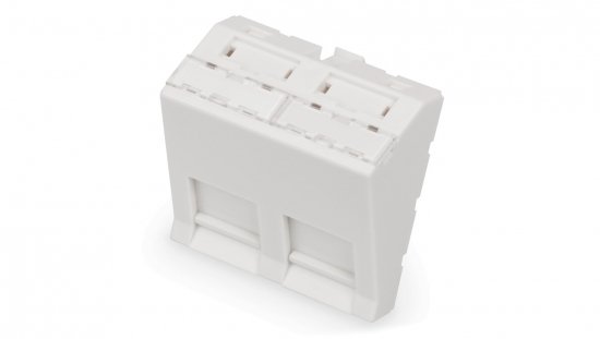Adapter kątowy M45 2x Keystone, 45x45mm p/kurz biały DN-93802-7-SH