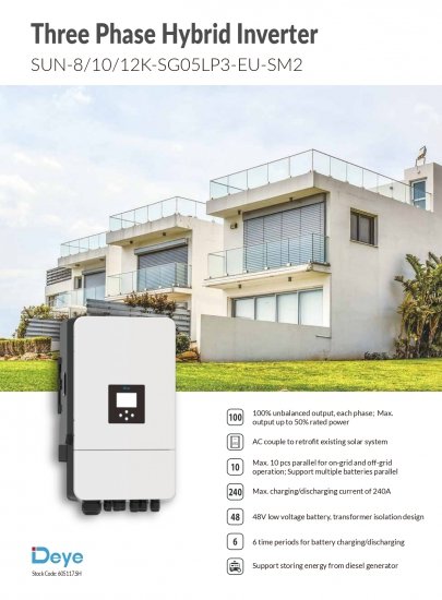 DEYE Falownik hybrydowy SUN-8K-SG05LP3-EU-SM2 3-fazowy (niskonapięciowy)