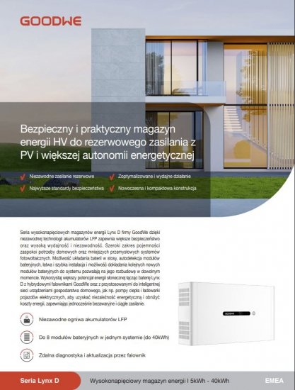 GoodWe ET G2 10 kW + Lynx D 20 kWh - zestaw falownik hybrydowy 3-fazowy + magazyn energii HV