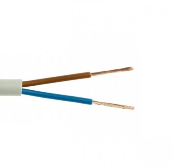 Przewód mieszkaniowy H03VV-F (OMY) 2x1 biały 300/300V /25m/