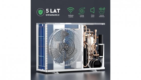 Pompa ciepła monoblok 10kW 1-faz V-TAC ATW + grzałka 3kW VT-M10KW-P1H3-W R32