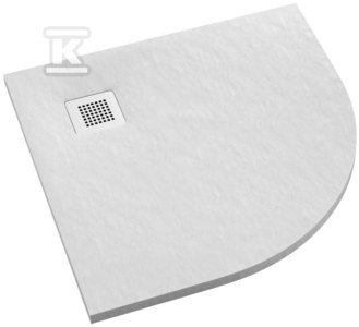 Brodzik kompozytowy &quot;Kalait&quot; Stabilsound Plus White Stone 90x90x3,5 cm R55 półokrągły z maskownicą M2