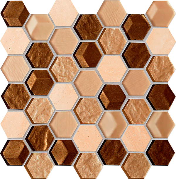 Tubądzin Drops stone brown Hex Mozaika 30x29,8