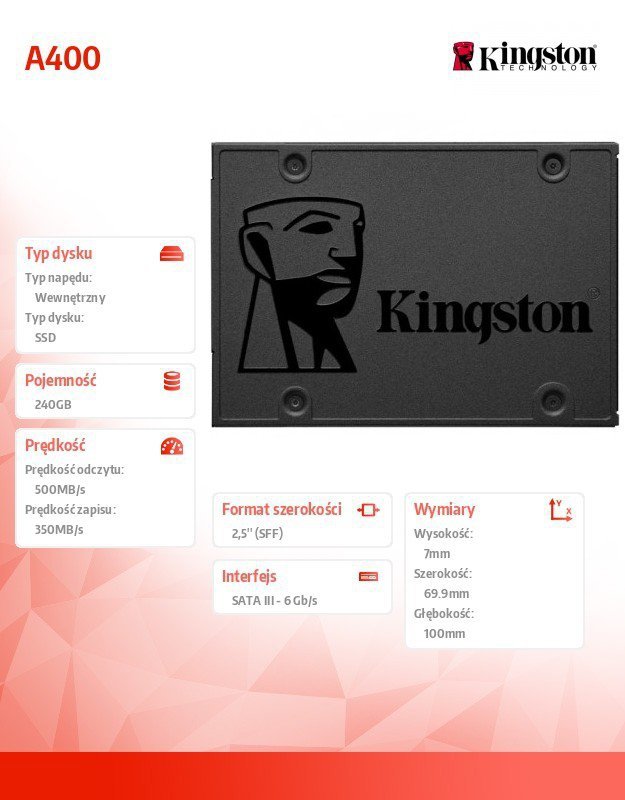 Kingston SSD A400 SERIES 240GB SATA3 2.5&#039;&#039;