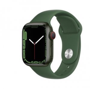 Apple Watch Series 7 GPS, 41mm Koperta z aluminium w kolorze zielonym z paskiem sportowym w kolorze koniczyny - Regular