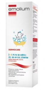 Emolium Dermocare 3w1, płyn do kąpieli, żel do mycia, szampon, 400 ml