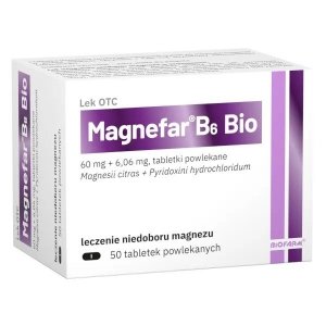 Magnefar B6 Bio 60 mg + 606 mg 50 tabletek powlekanych