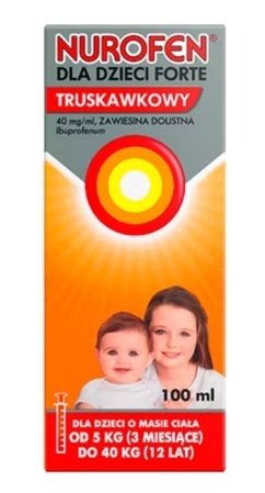 Nurofen dla dzieci Forte 200 mg/5 ml, smak truskawkowy, zawiesina doustna, 100 ml
