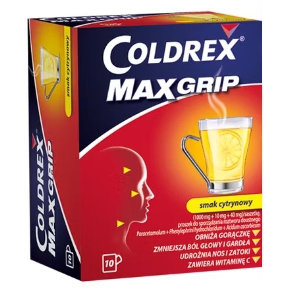 Coldrex MaxGrip o smaku cytrynowym, 10 saszetek