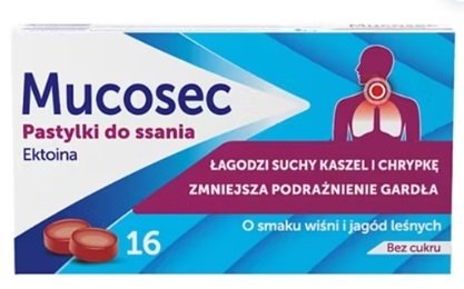  Mucosec, pastylki do ssania bez cukru, 16 pastylek