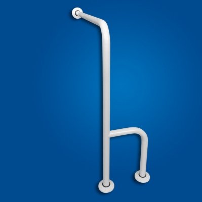 Uchwyt WC dla Niepełnosprawnych mocowany do podłoga - ściana lewy 80cm biały fi32 + MASKOWNICE