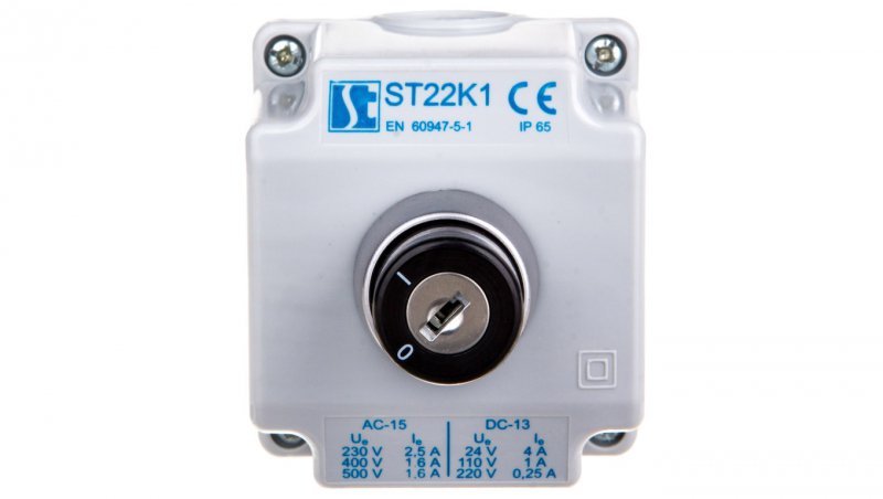 Kaseta sterownicza 1-otworowa przełącznik I-0 kluczyk 1Z szara ST22K107-1
