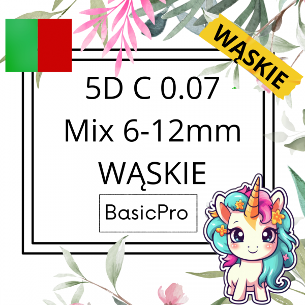 5D C 0,07 6-12mm BasicPro Paleta Mix - Czerwone / Zielone - Dwa Kolory w Pudełku - WĄSKIE