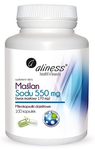 Aliness Maślan Sodu 550 mg (Kwas masłowy 170 mg)  suplement diety 100 kapsułek VEGE 