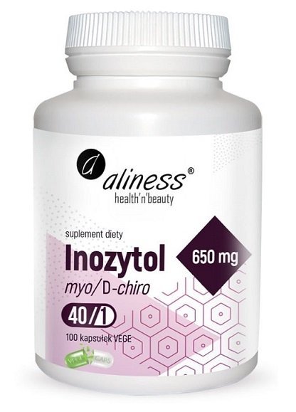 Aliness Inozytol myo/D-chiro, 40/1, 650mg suplement diety 100 kapsułek VEGE