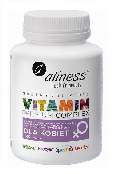 Aliness Premium Vitamin Complex dla kobiet  multiwitamina suplement diety 120 tabletek VEGE