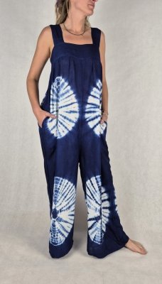 K8 - Kombinezon damski typu &quot;ogrodniczki&quot; – ręcznie farbowany, 100% rayon
