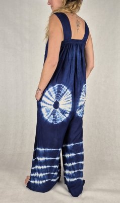 K8 - Kombinezon damski typu &quot;ogrodniczki&quot; – ręcznie farbowany, 100% rayon