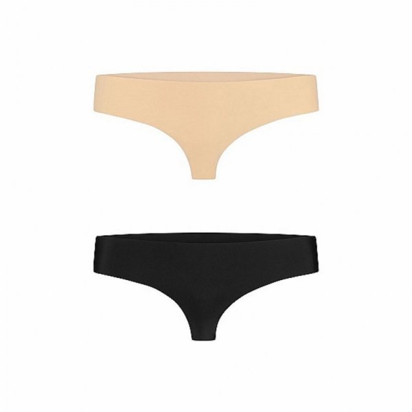 Niewidzialne stringi - Bye Bra Invisible Thong (Nude & Black 2-Pack) XL