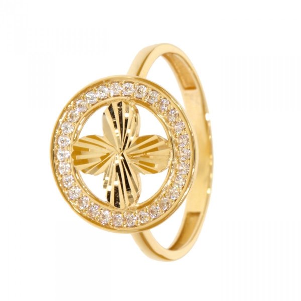  Złoty pierścionek koniczynka z cyrkoniami PR.00756 pr.585