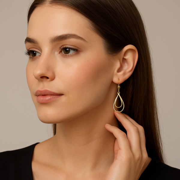 Złote Kolczyki Łezki na Biglu Zatrzaskowym KL.03458