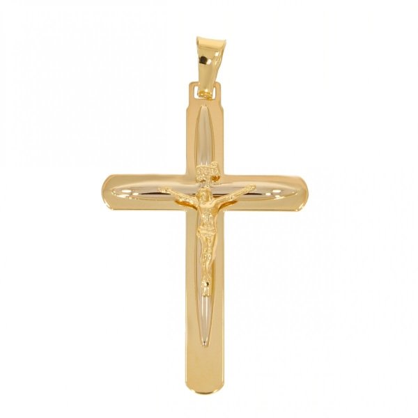 Złoty krzyżyk dwukolorowy z wizerunkiem Pana Jezusa KR.00202 pr.585