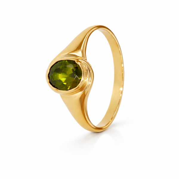 Złoty Pierścionek z Oliwinem Naturalnym Złoto 585 PR.01468