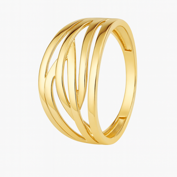 Złoty Pierścionek Ażurowy z Polerowanego Złota 585 – Biżuteria Damska