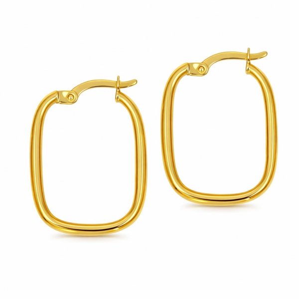 Złote Kolczyki Prostokątne 585 Geometryczne KL.03614