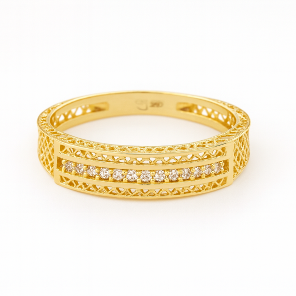 Złoty Pierścionek z Cyrkoniami Ażurowy PR.01385 – Biżuteria damska złoto 585