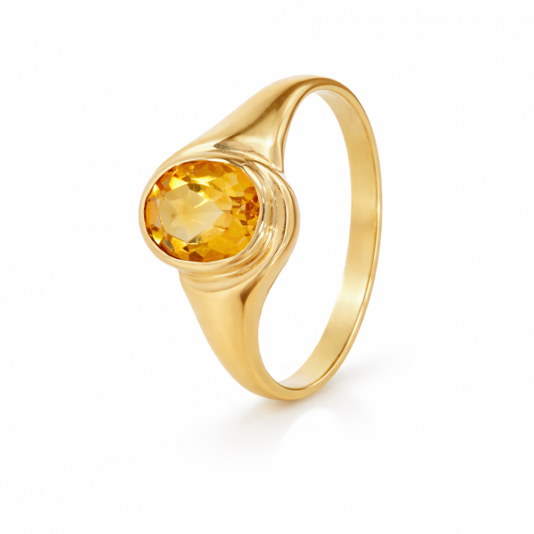 Złoty Pierścionek z Cytrynem Naturalnym Złoto 585 PR.01472