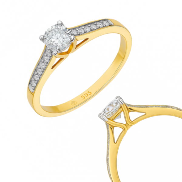 Złoty Pierścionek z Diamentami 24ct H/SI – Biżuteria Damska Złoto 585