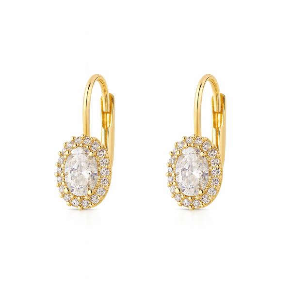 Złote Kolczyki z Cyrkoniami Owalnymi KL.03352 – Biżuteria Damska Złoto 585