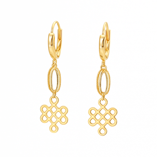 Złote kolczyki ażurowe wiszące 585 – elegancka biżuteria damska