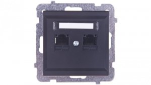 SONATA Gniazdo komputerowe podwójne 2xRJ45 kat.5e czarny metalik KRONE GPK-2R/K/m/33