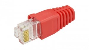 Gumowa osłonka wtyku RJ45 czerwona WORECZEK 100szt.