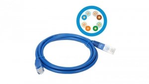 Patchcord UTP kat.6 kabel sieciowy LAN 2x RJ45 linka niebieski 3m Alantec