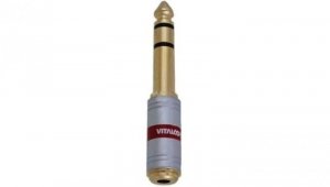 VITALCO JP112 CHROME Przejście Adapter AUX Jack 6,3mm Stereo (wtyk) / mini Jack 3,5mm Stereo (gniazdo) pozłacany